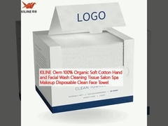 KILINE Oem 100% Organic Soft Cotton Hand and Facial Wash Cleaning Tissue Salon Spa Makeup Disposable Clean Face Towel
