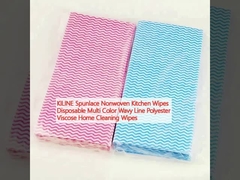 KILINE Spunlace Nonwoven Kitchen Wipes Disposable Multi Color Wavy Line Polyester Viscose Home Cleaning Wipes
