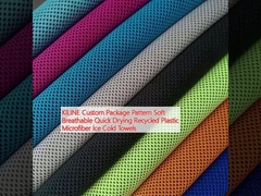 KILINE Custom Package Pattern Soft Breathable Quick Drying Recycled Plastic Microfiber Ice Cold Towels