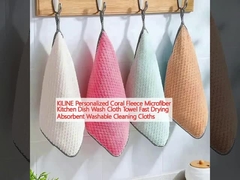 KILINE Personalized Coral Fleece Microfiber Kitchen Dish Wash Cloth Towel Fast Drying Absorbent Washable Cleaning Cloths