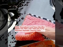 KILINE Personalized Coral Fleece Microfiber Kitchen Dish Wash Cloth Towel Fast Drying Absorbent Washable Cleaning Cloths